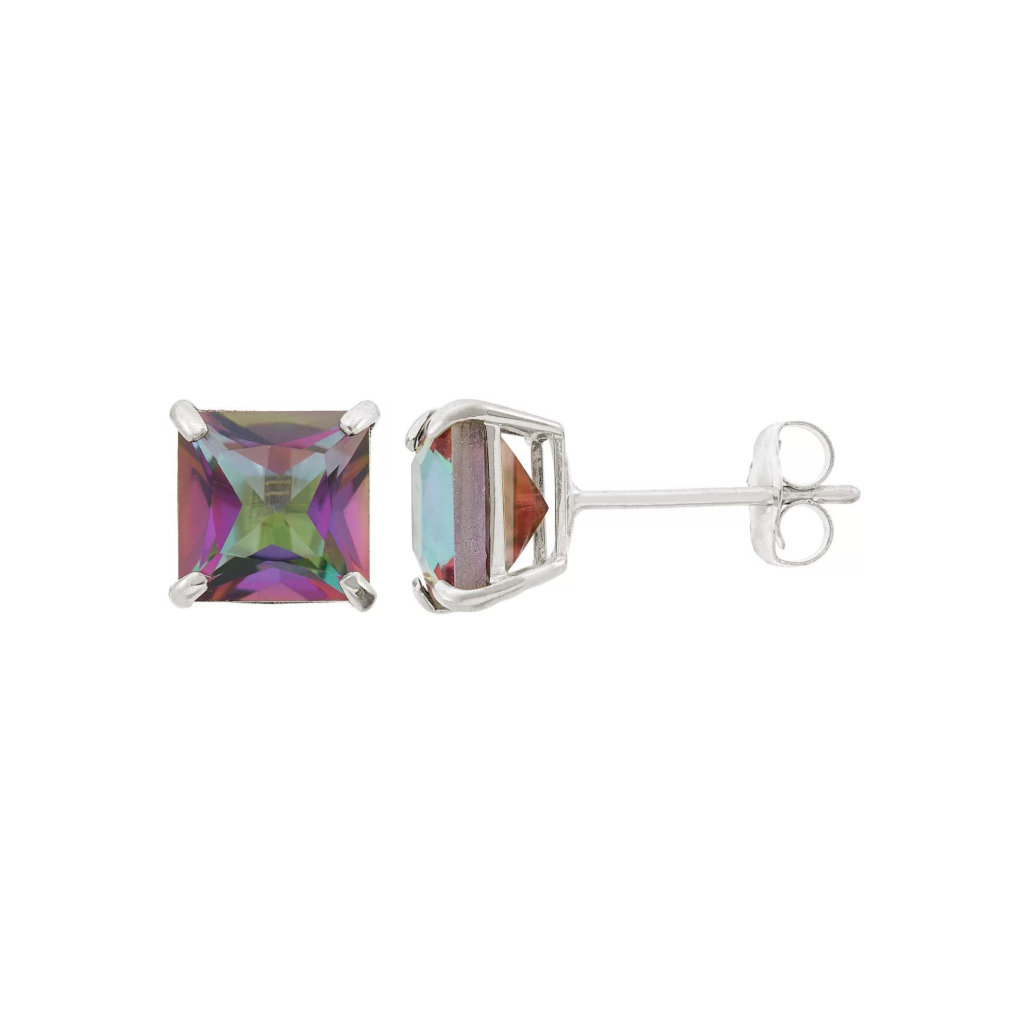 Designs by Gioelli Mystic Topaz 10k White Gold Stud Earrings, Women's, Green Product Image