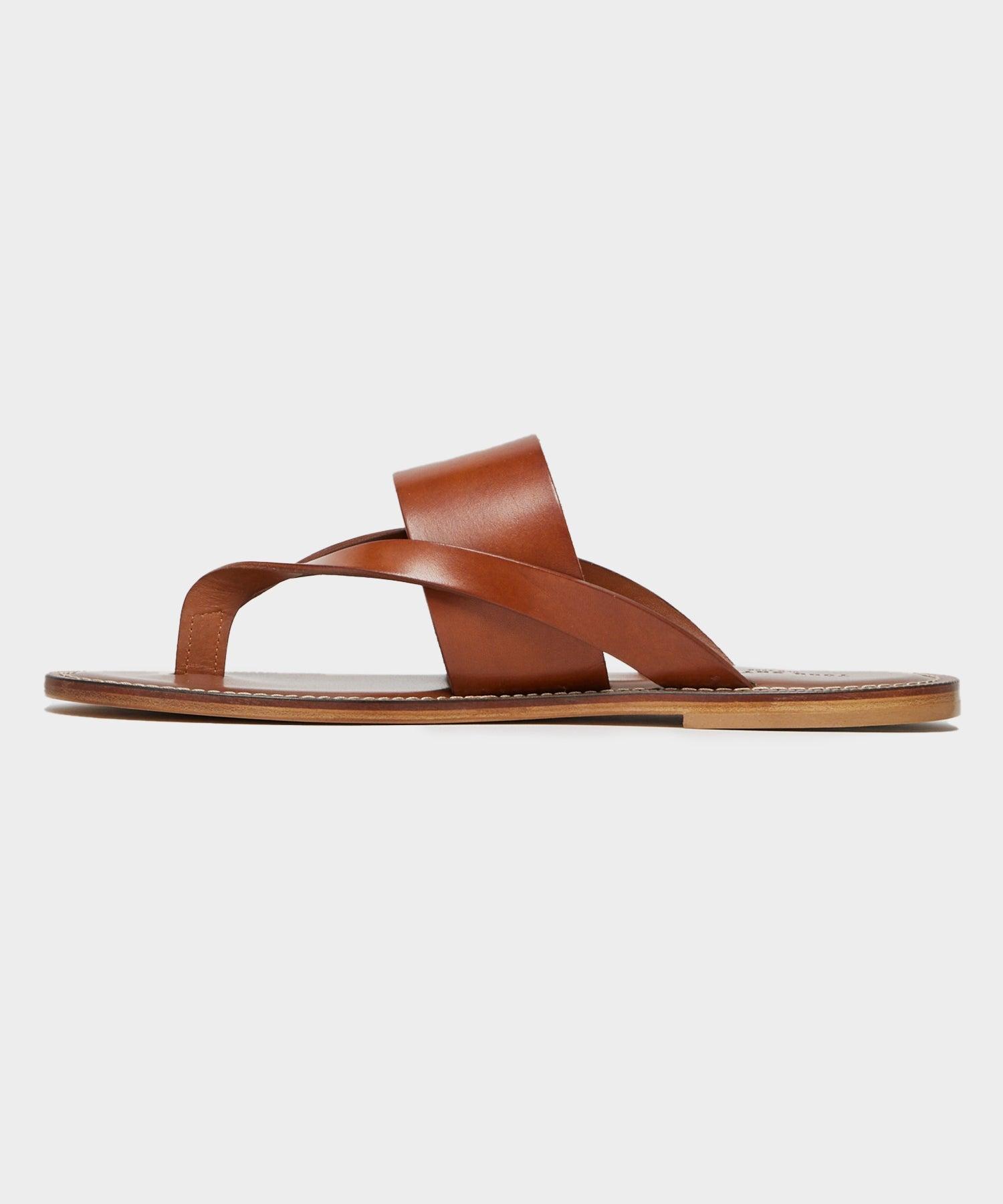 Tuscan Leather Thong Cross Sandal in Warm Cognac Product Image