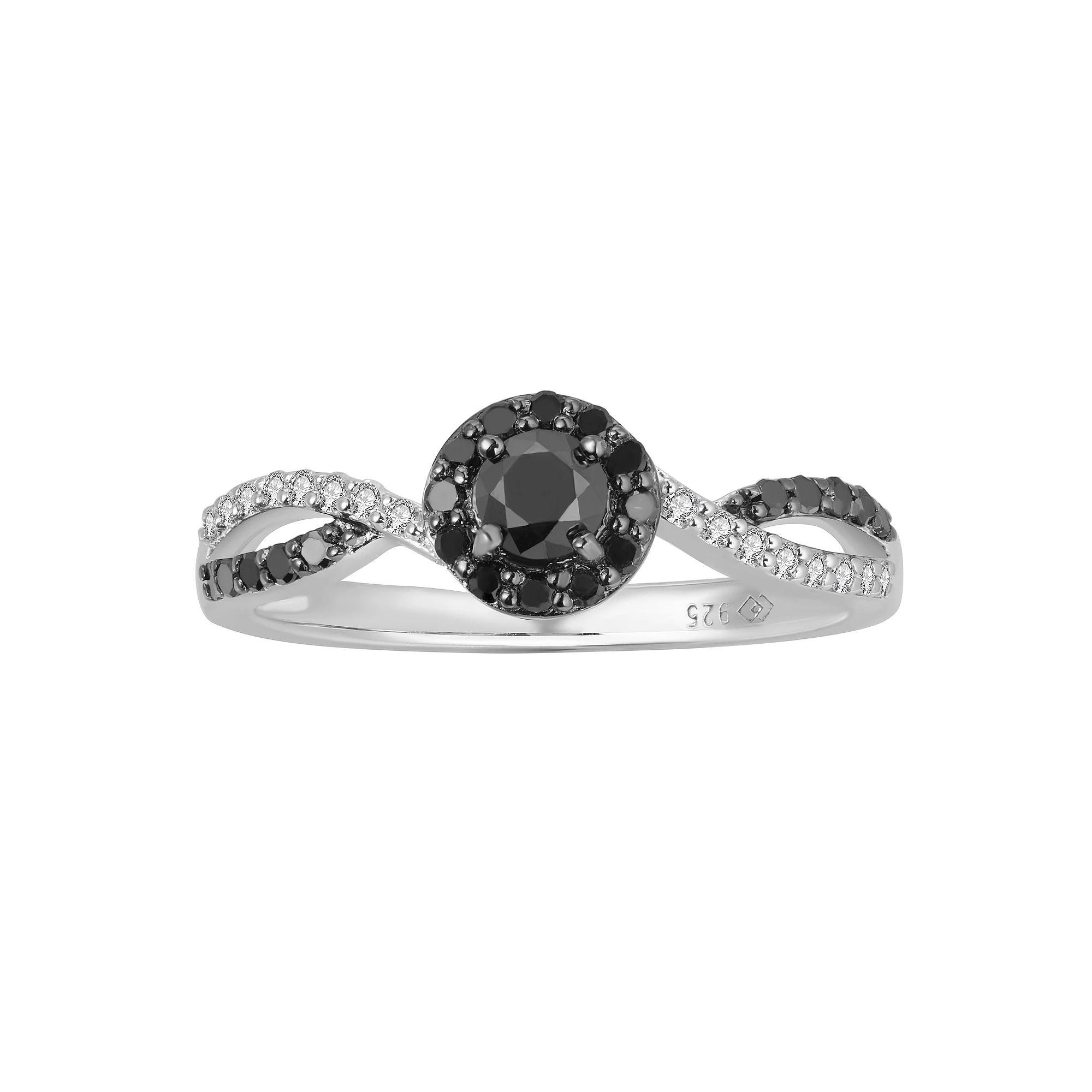 Sterling Silver 1/2 Carat T.W. Black And White Diamond Ring, Women's, Size: 7 Product Image