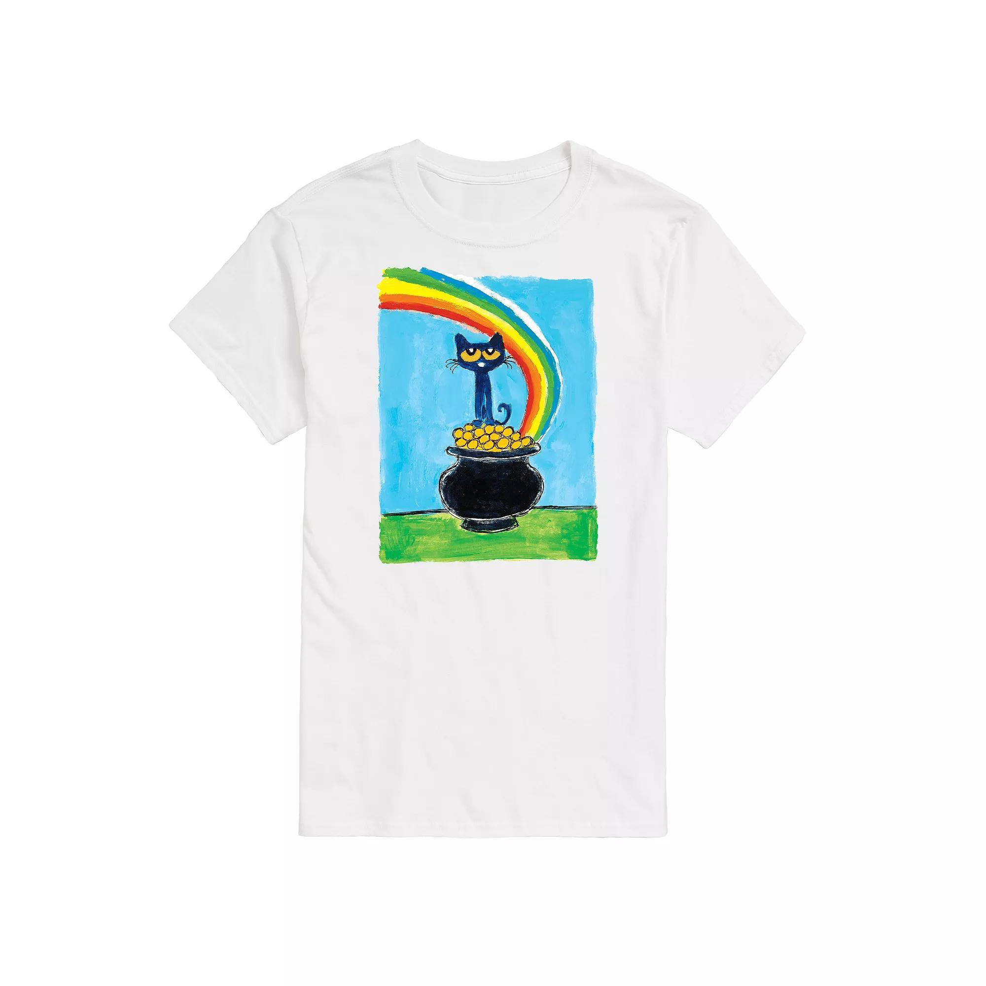 Men's Pete The Cat Rainbow Pot Of Gold Tee, Size: XL, White Product Image