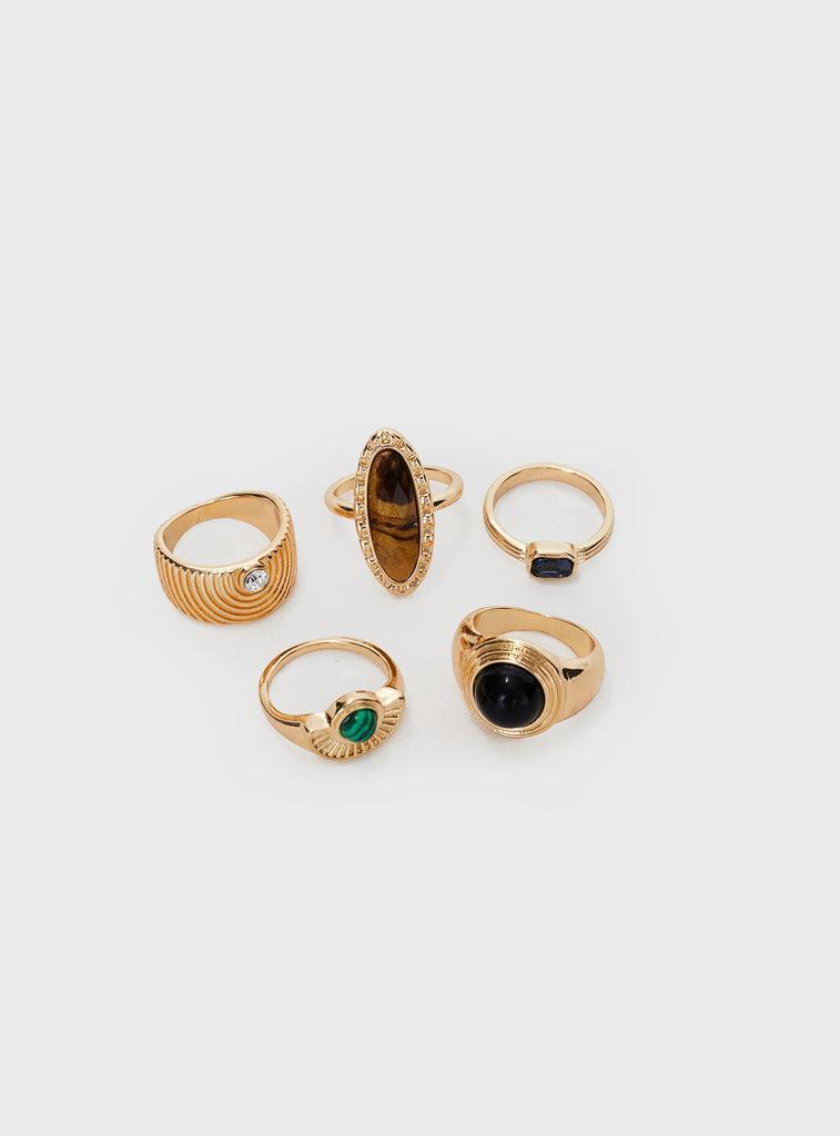 Quatro Ring Set Gold / Multi Product Image