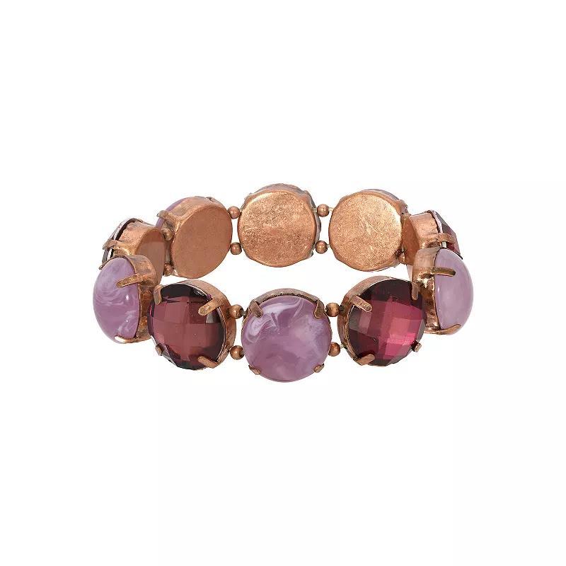 1928 Round Faceted Acrylic Stretch Bracelet, Womens, Purple Product Image