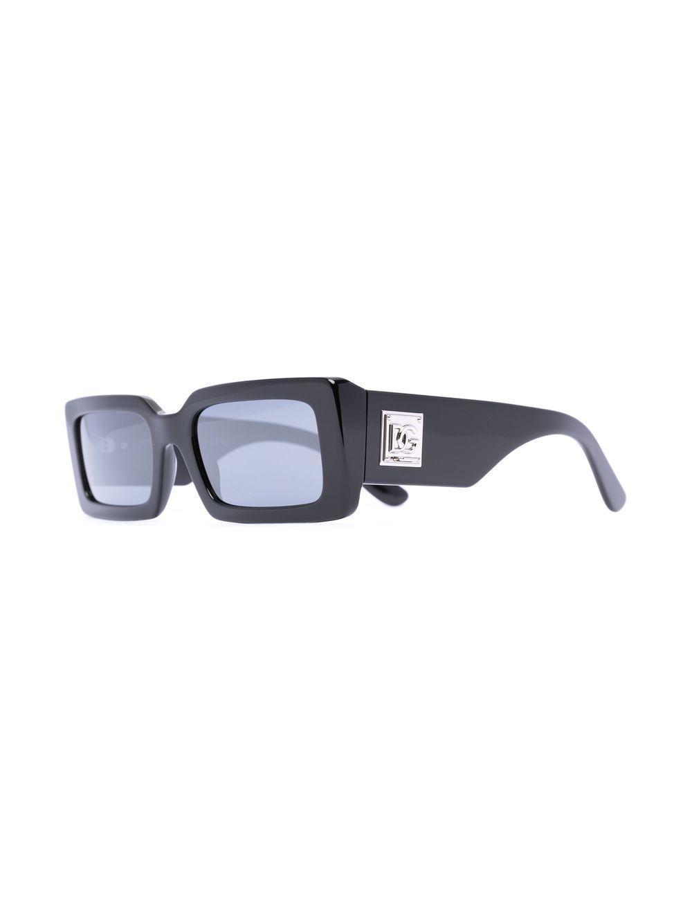 DOLCE & GABBANA Zebra Chain Rectangle-frame Sunglasses In Schwarz Product Image