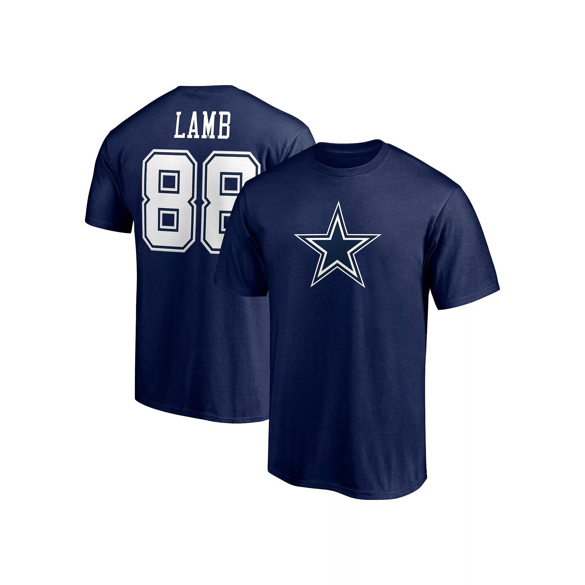 Men's Fanatics Branded CeeDee Lamb Navy Dallas Cowboys Team Player Icon Name & Number T-Shirt,  Product Image