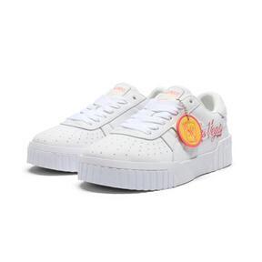 PUMA Cali B Vegas Flagship Womens Sneakers in White/Peach Frost/Sunny Yellow Product Image