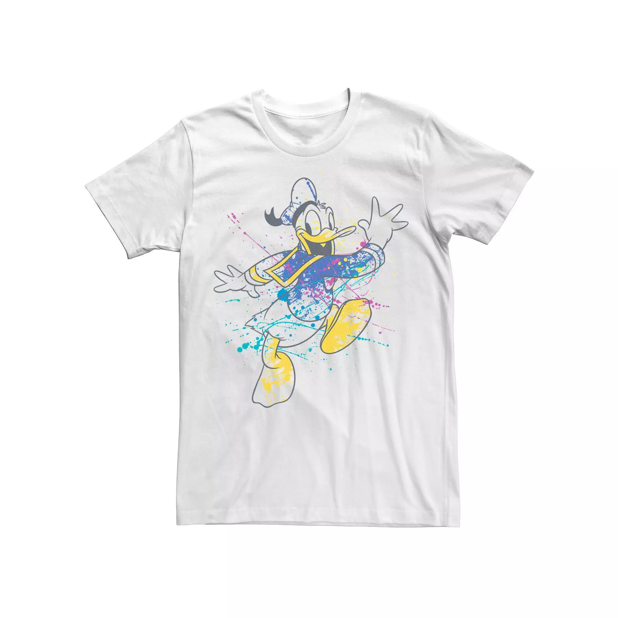 Disney's Donald Duck Jumping For Joy Paint Splatter Portrait Men's Tee,  Product Image