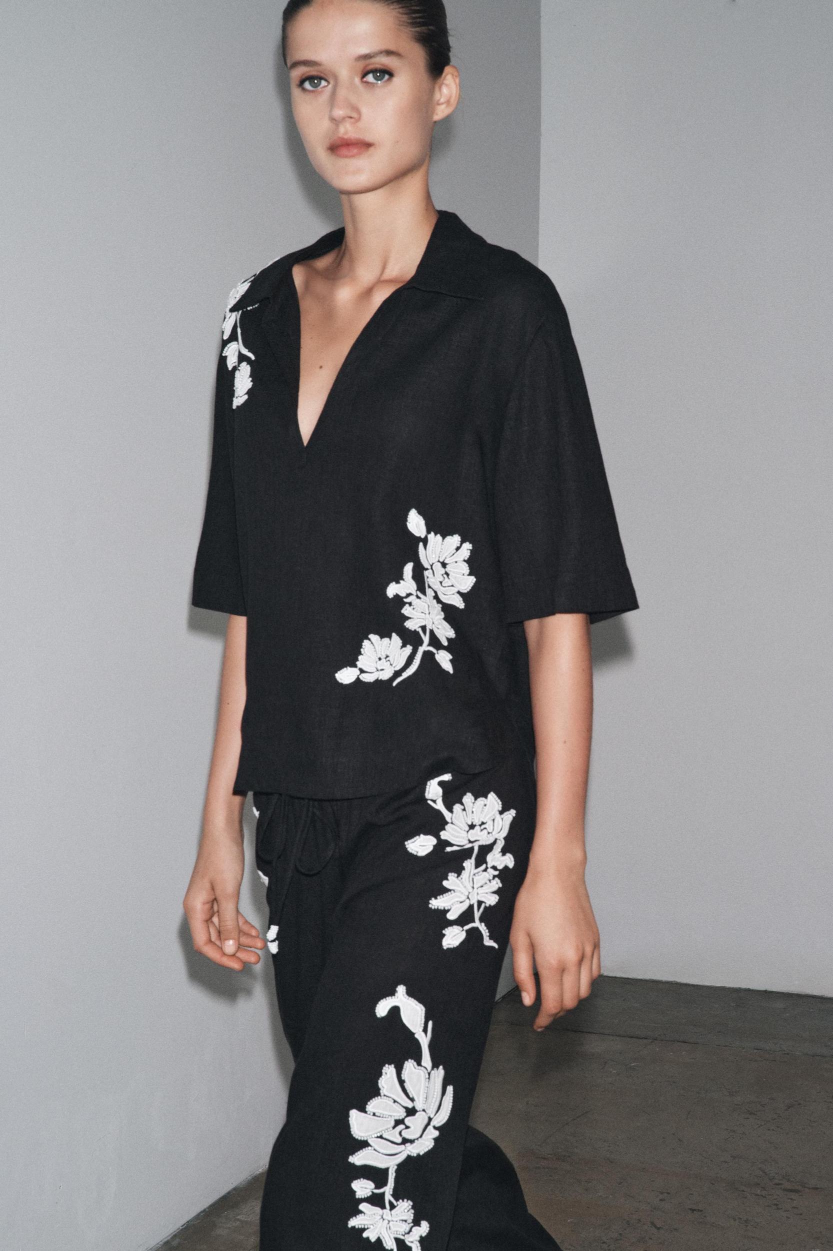 EMBROIDERED BEADED SHIRT ZW COLLECTION Product Image