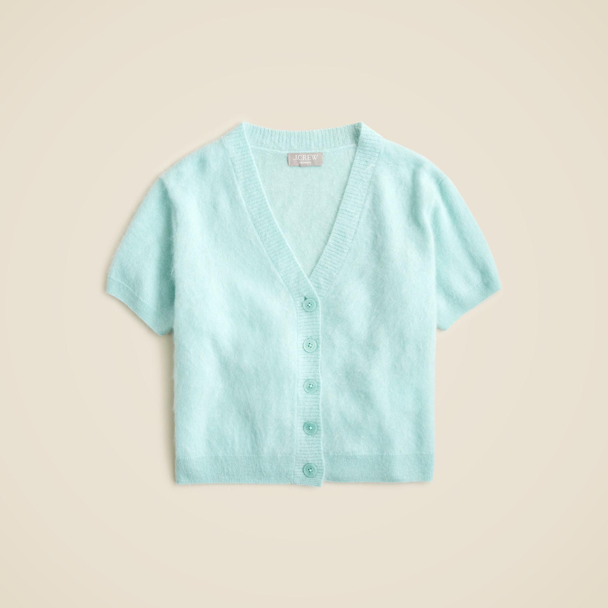 Brushed cashmere short-sleeve cardigan Product Image