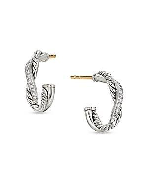 David Yurman Sterling Silver Petite Infinity Huggie Hoop Earring with Diamonds Product Image