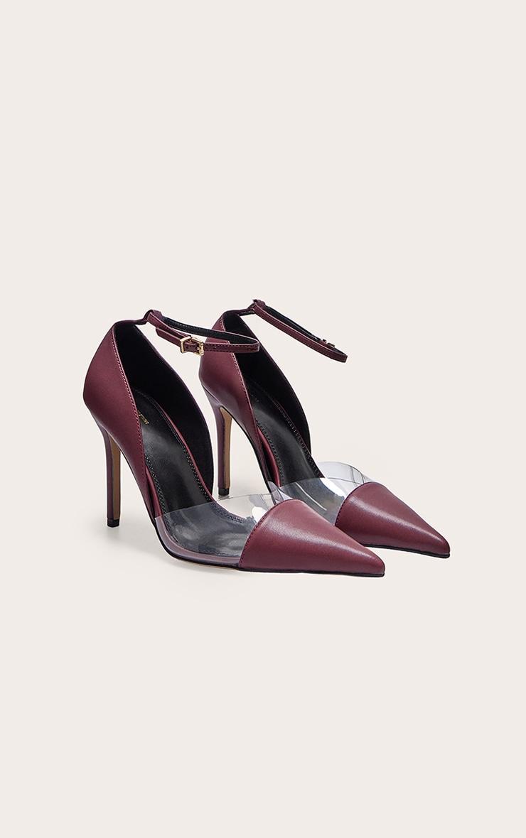 Burgundy Pu Point Toe Perspex High Heel Courts Product Image