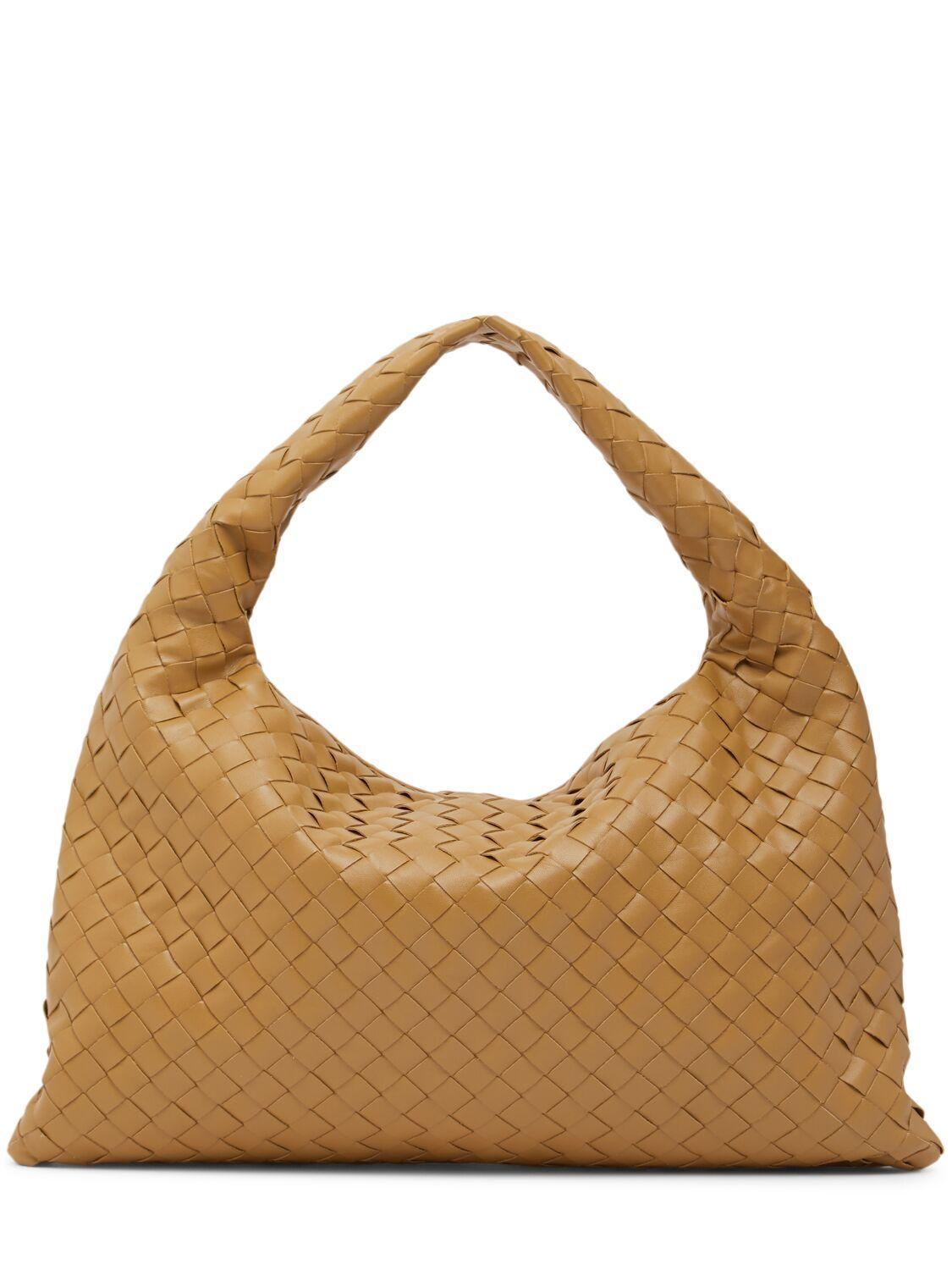 BOTTEGA VENETA Small Hop Leather Shoulder Bag In Dark Praline Product Image