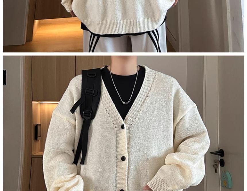 V-Neck Plain Cardigan Product Image