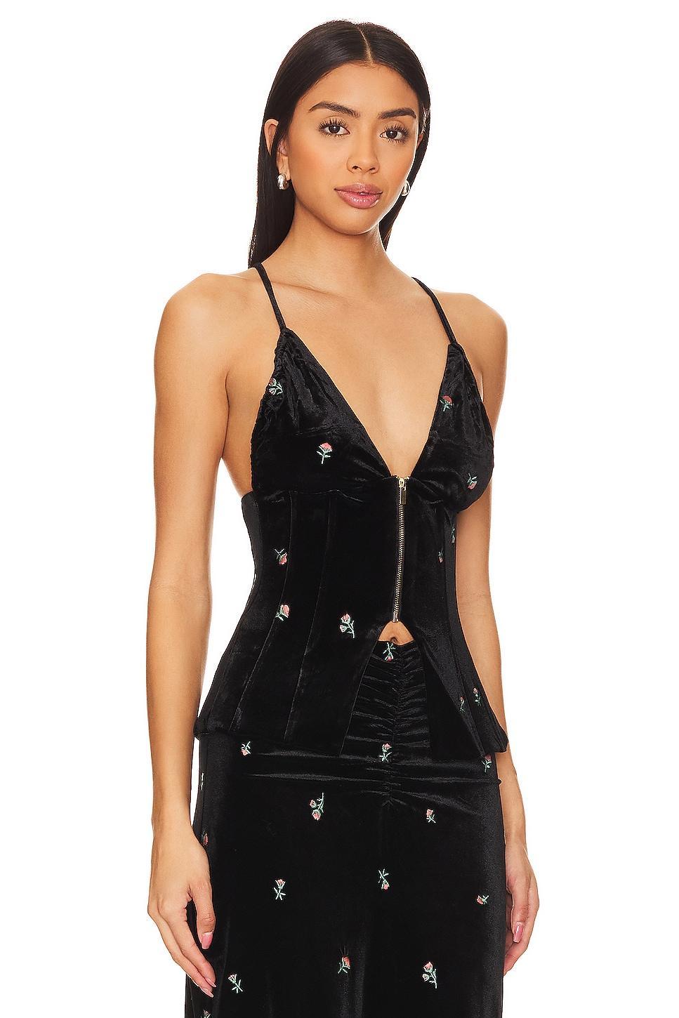 Embroidered Velvet Peplum Corset WeWoreWhat Product Image