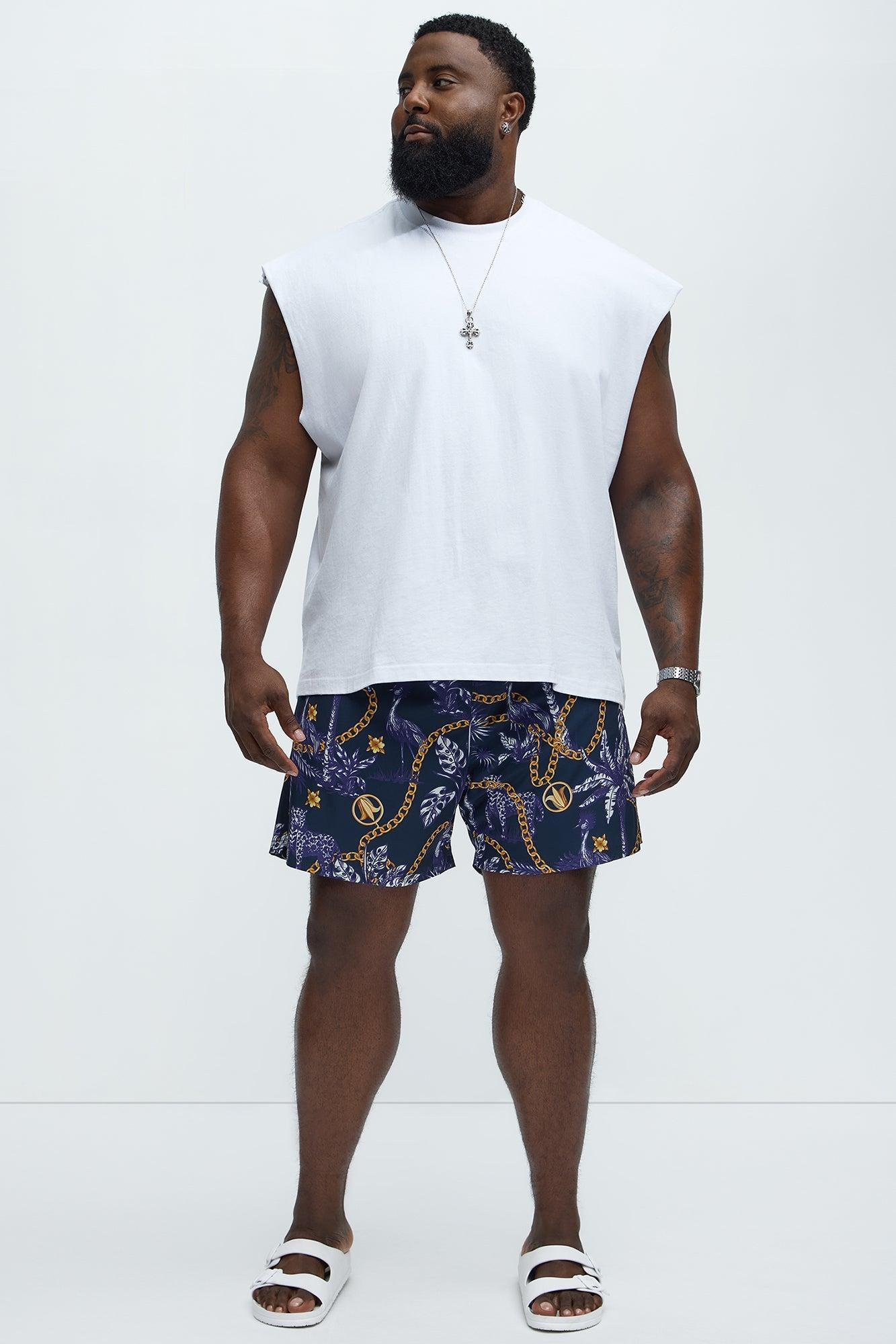 Chain Link Swim Mid Trunk - Navy/combo Product Image