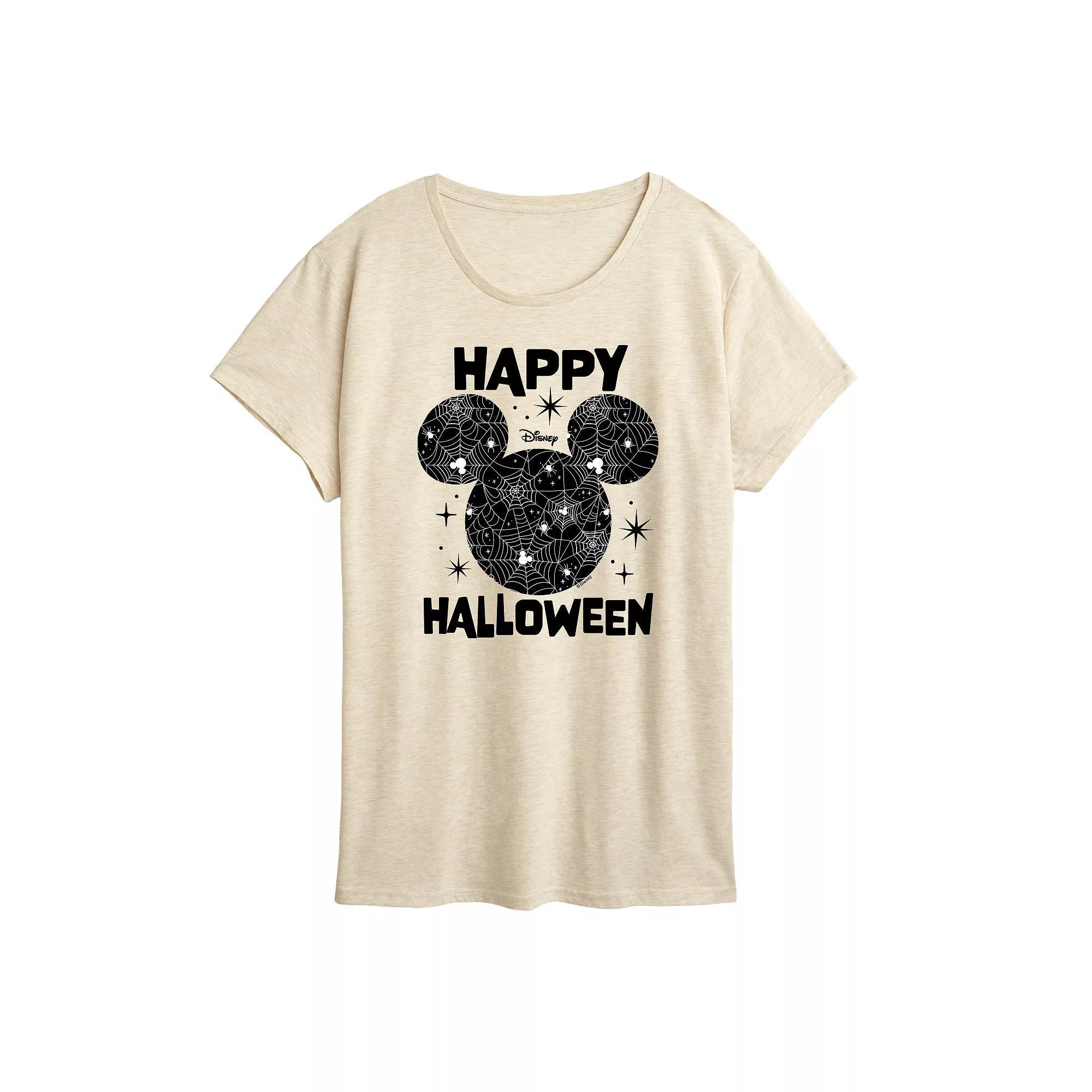 Disney's Mickey Mouse Women's Happy Halloween Spider Web Graphic Tee,  Product Image