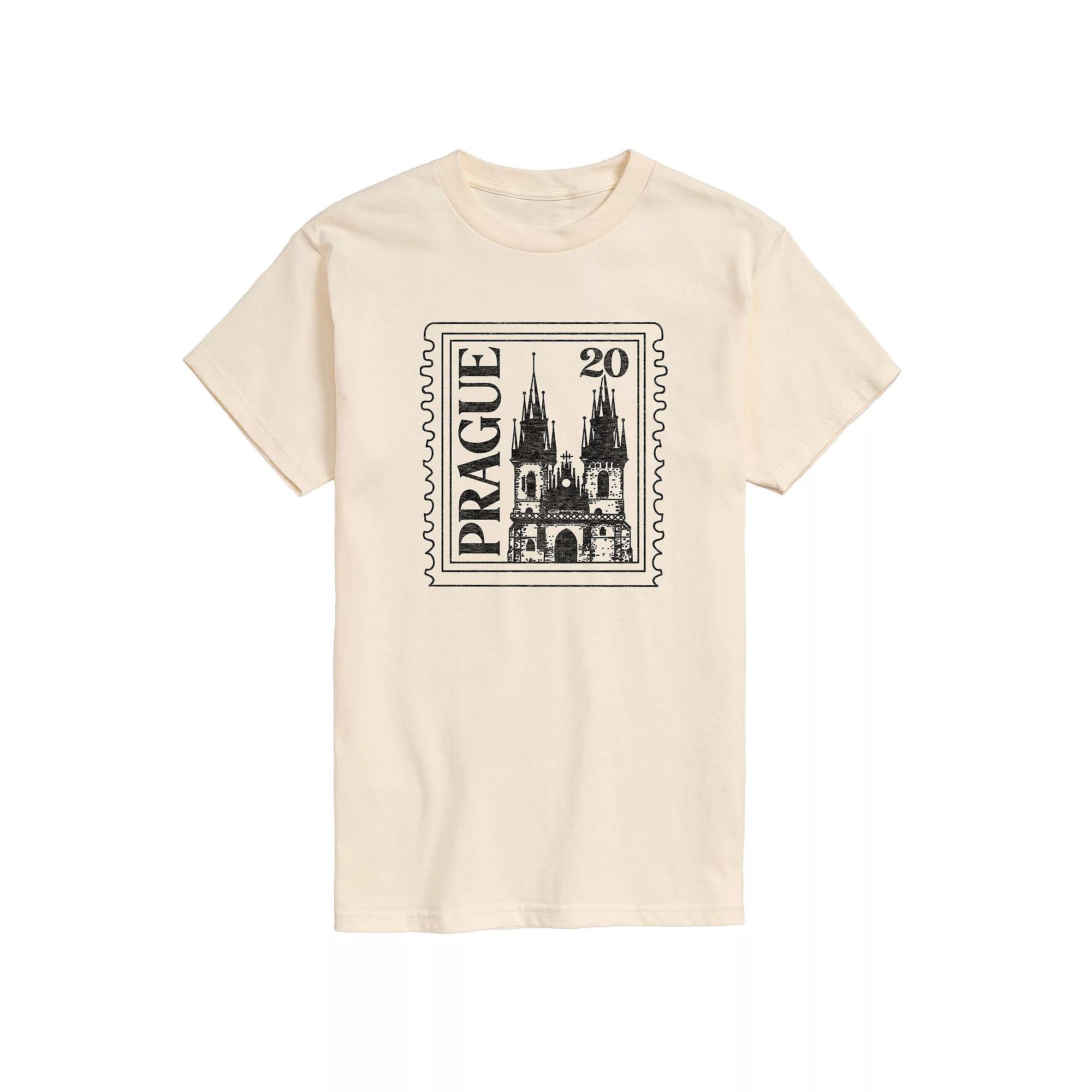 Men's Prague Postage Stamp Graphic Tee, Size: Small, Beige Product Image