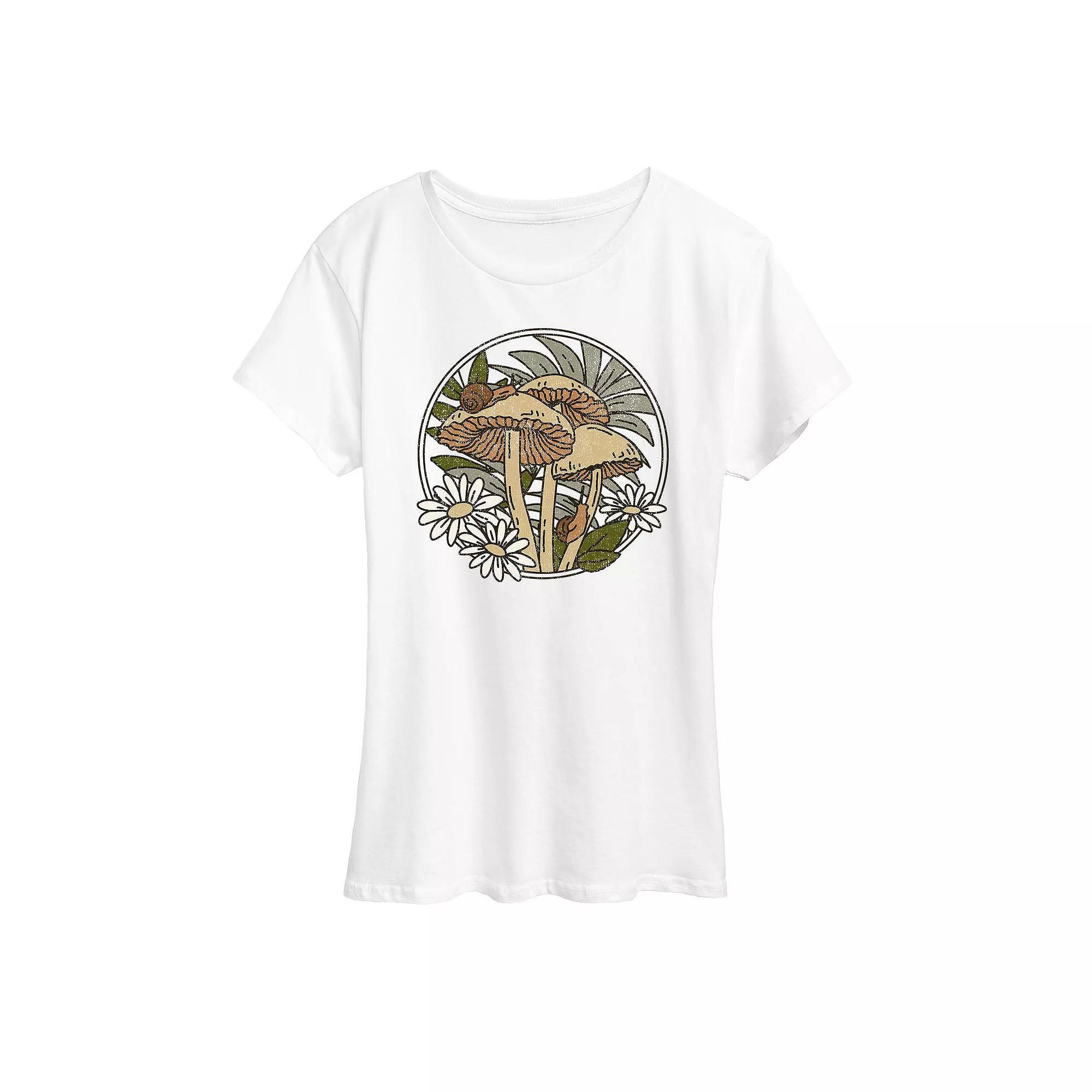 Women's Mushrooms And Snails Graphic Tee, Girl's,  Product Image