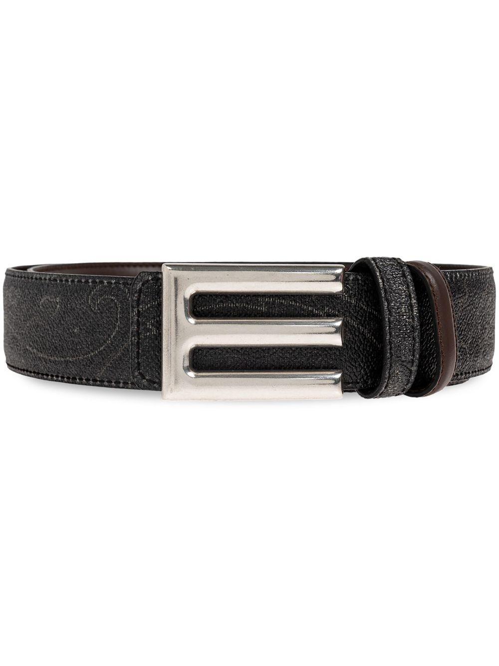 ETRO Paisley-print Leather Belt In Brown Product Image