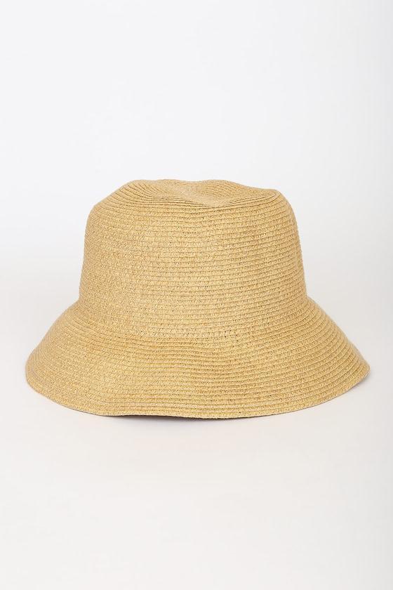 Bon Voyage Babe Tan Straw Bucket Hat Product Image