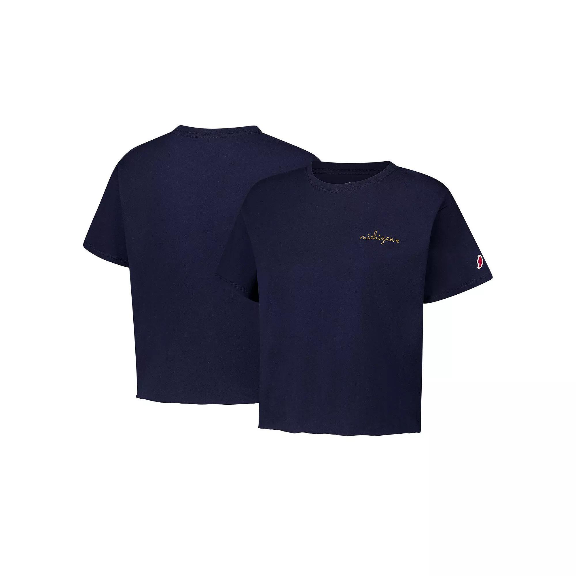 Women's League Collegiate Wear Navy Notre Dame Fighting Irish Clothesline Cotton Midi T-Shirt, Size: Large, Blue Product Image