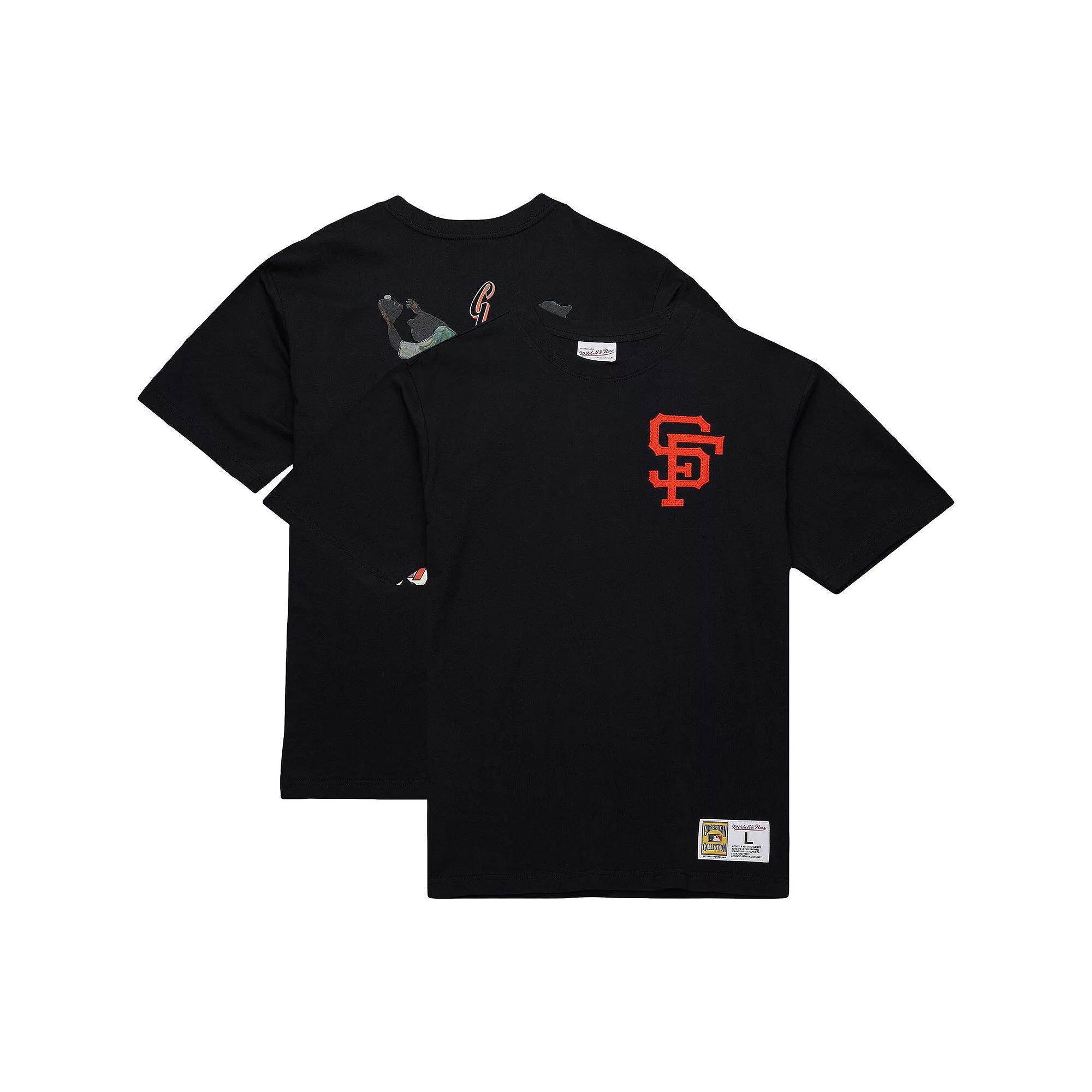 Men's Mitchell & Ness Willie Mays Black San Francisco Giants Legends Collection Vintage Logo T-Shirt,  Product Image