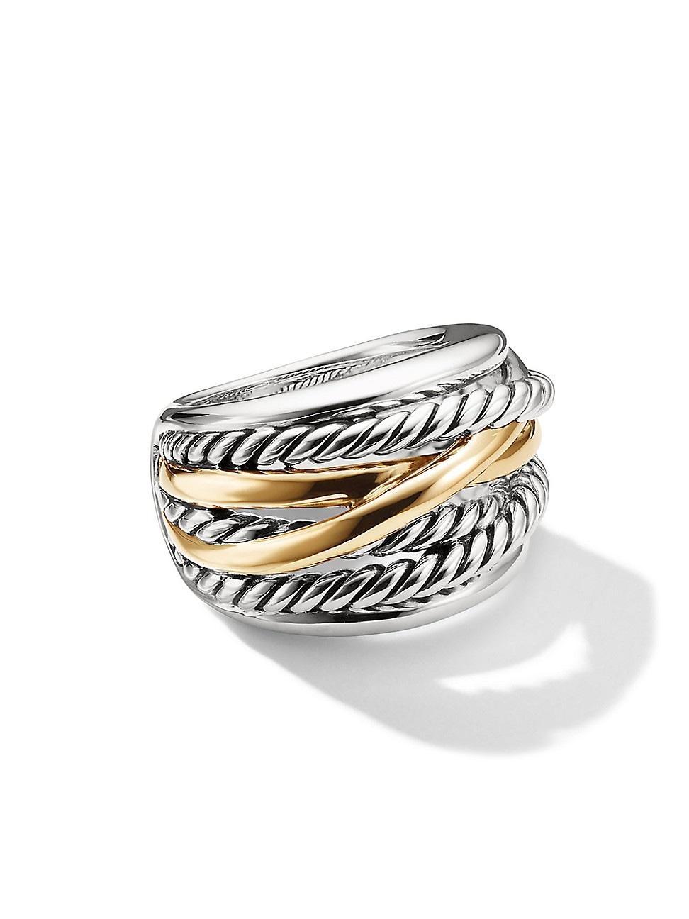 Crossover Ring in Silver with 14K Gold, 17mm Product Image