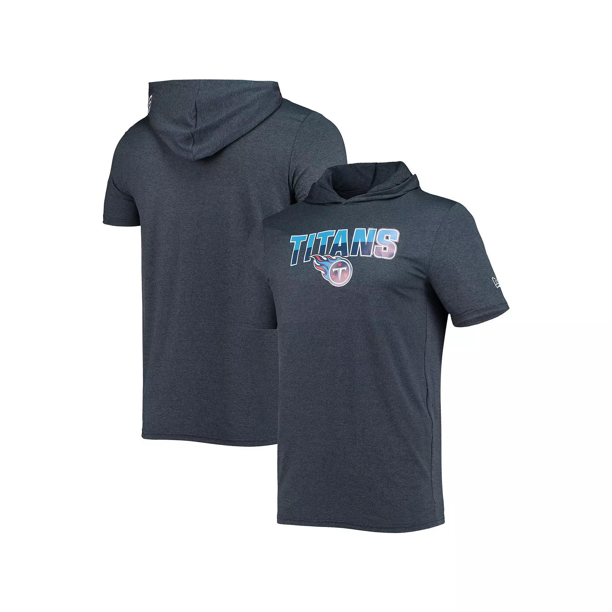 Men's New Era Heathered Navy Tennessee Titans Team Brushed Hoodie T-Shirt,  Product Image