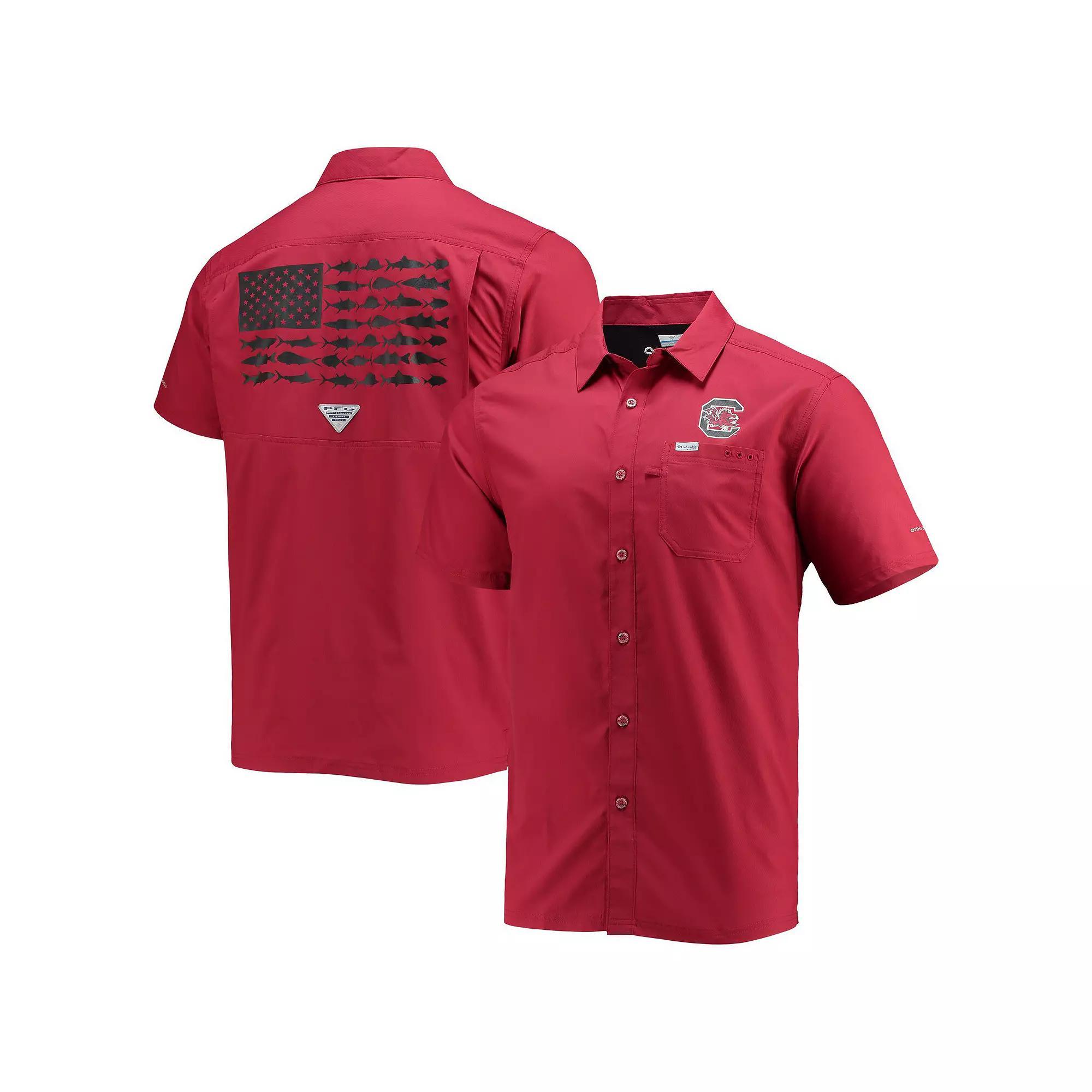 Men's Columbia PFG Garnet South Carolina Gamecocks Slack Tide Camp Button-Up Shirt,  Product Image