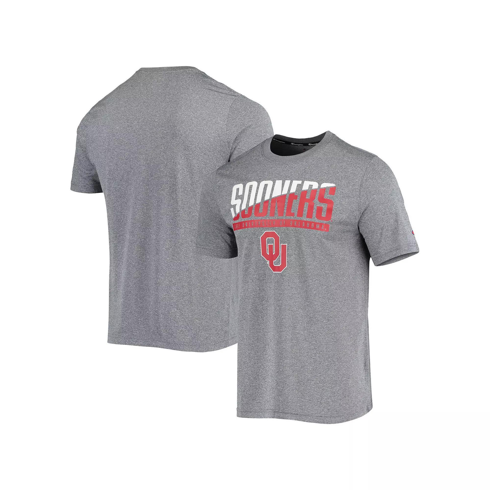 Men's Champion Gray Oklahoma Sooners Wordmark Slash T-Shirt,  Product Image