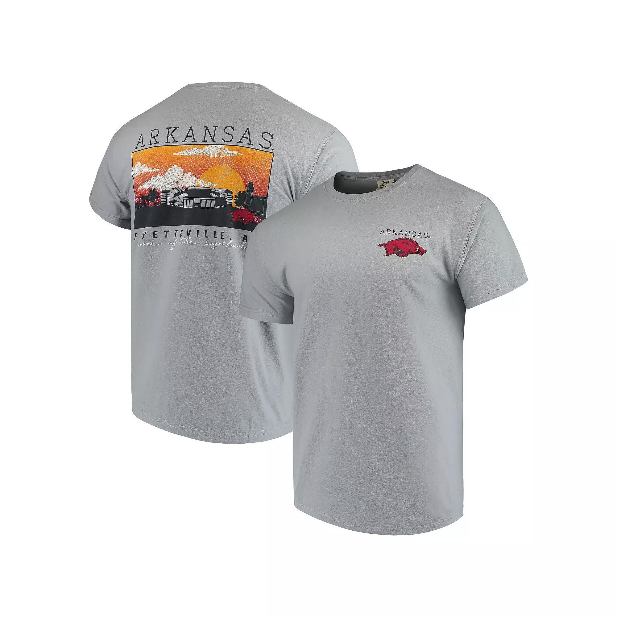 Men's Gray Arkansas Razorbacks Comfort Colors Campus Scenery T-Shirt, Size: 2XL, Grey Product Image