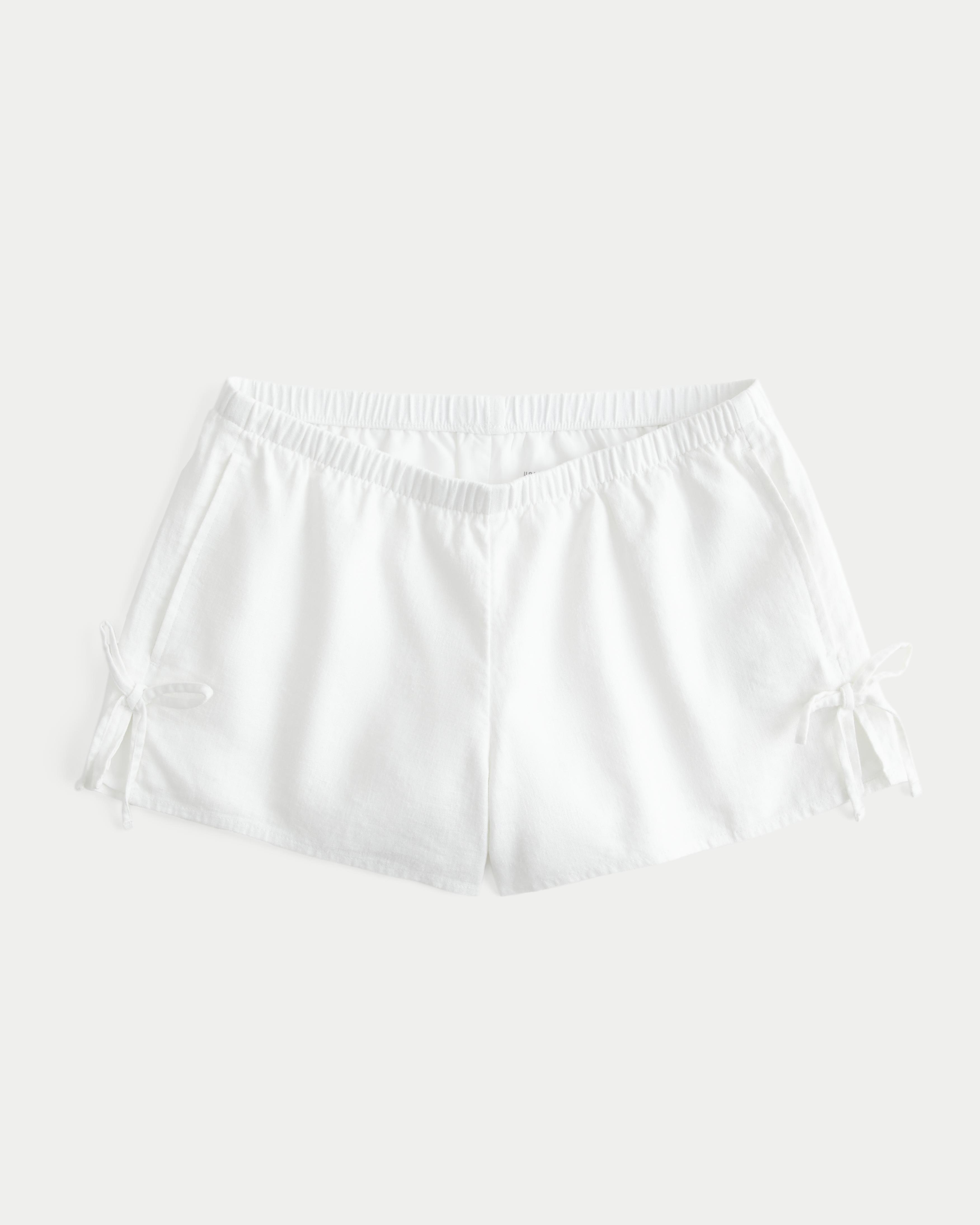 Linen-Blend Side Bow Soft Shorts Product Image