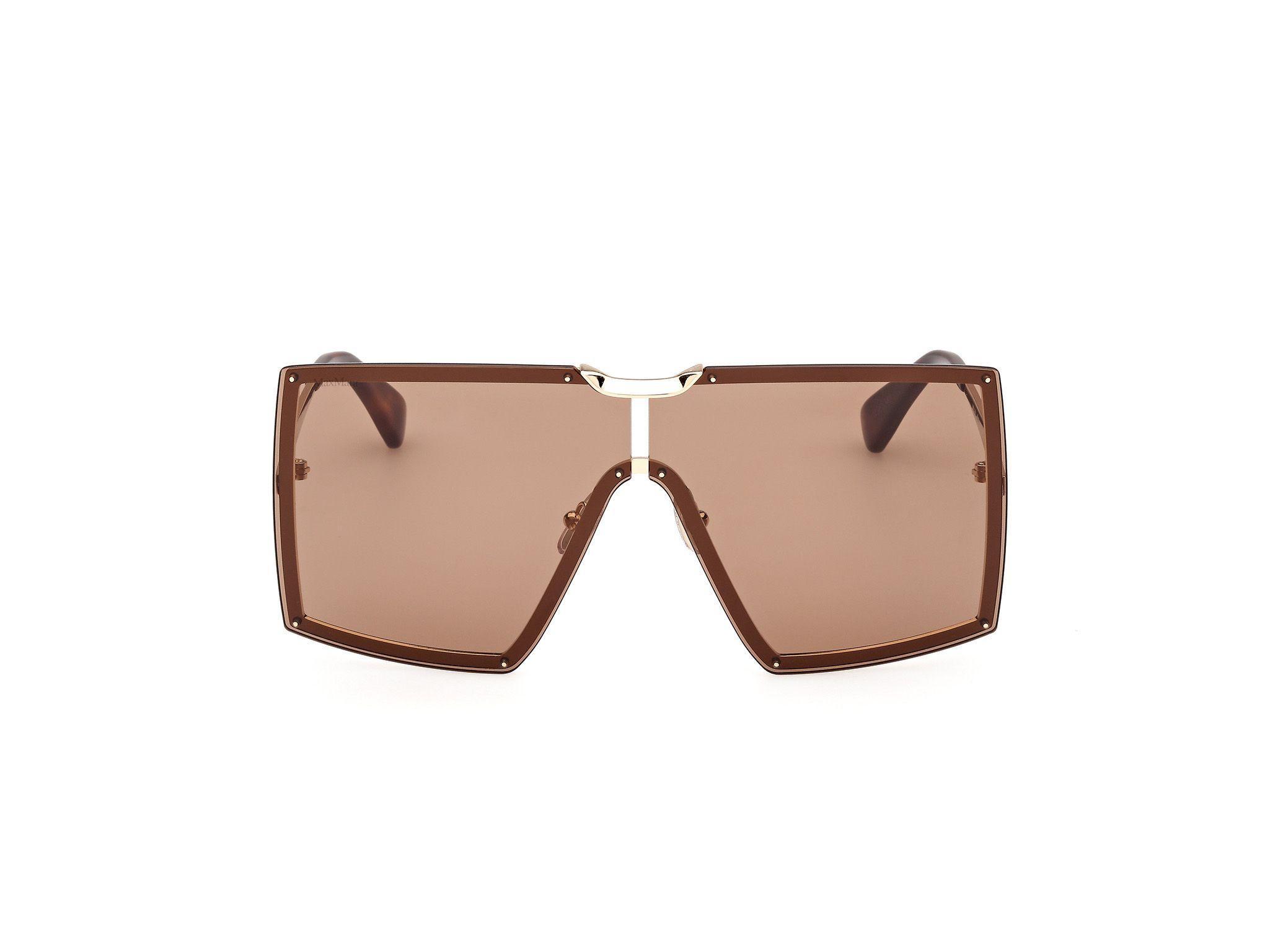 MAX MARA Women's Gold & Brown Square Shield Sunglasses In Gold/brown Product Image