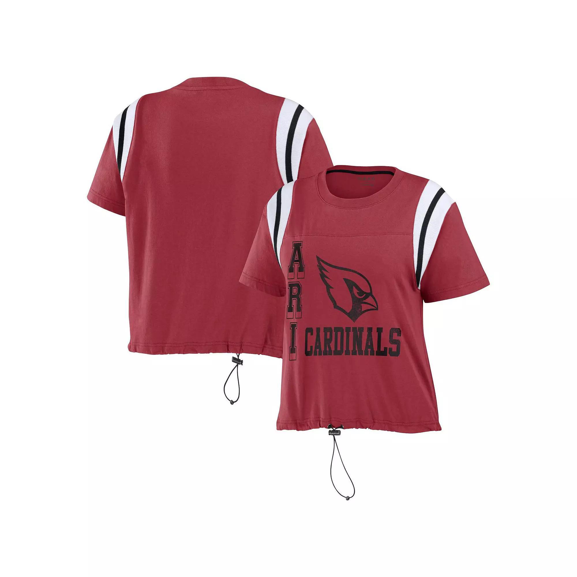 Women's WEAR by Erin Andrews Cardinal Arizona Cardinals Cinched Colorblock T-Shirt, Size: Medium, Red Product Image