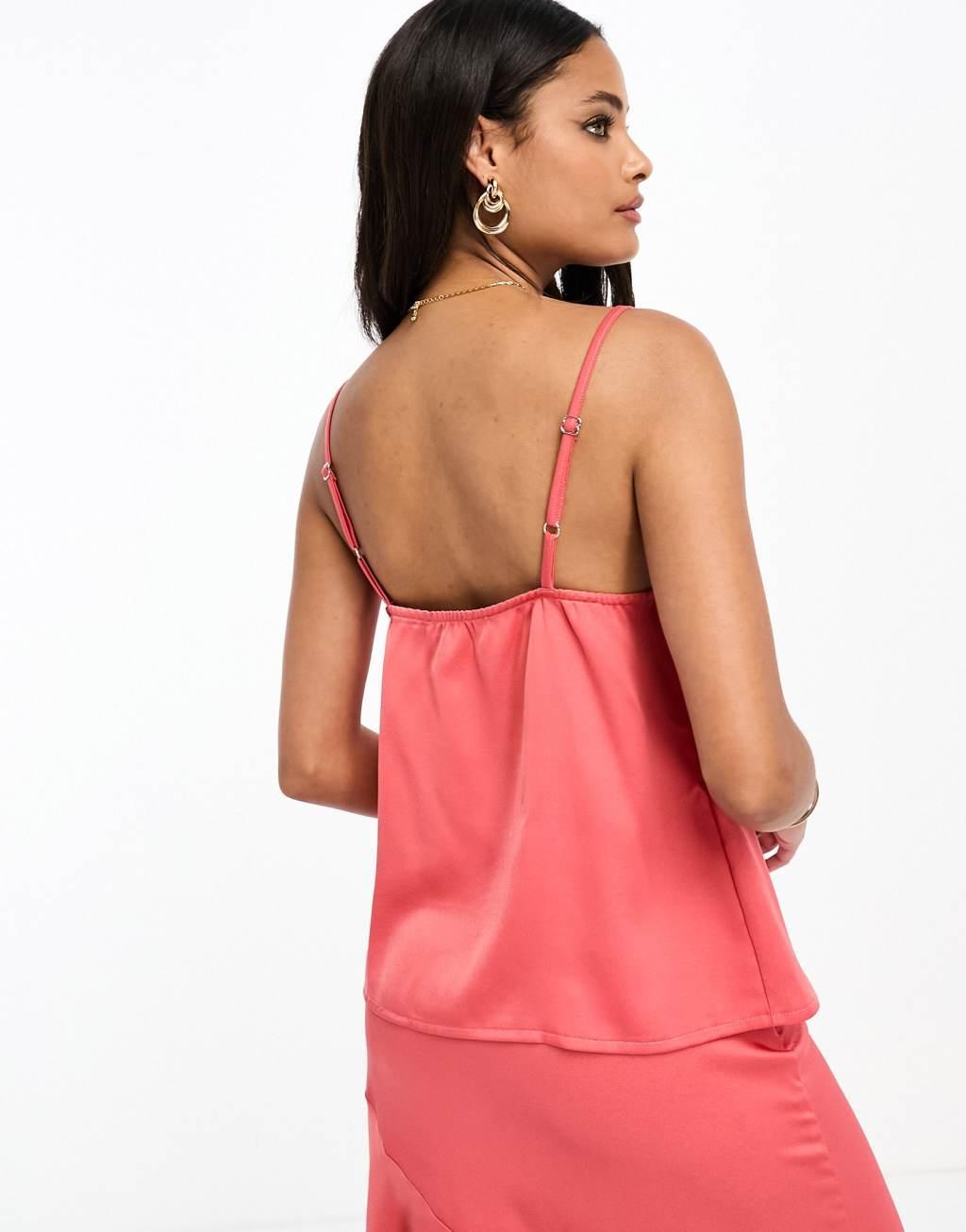 Little Mistress cowl front satin cami top Product Image