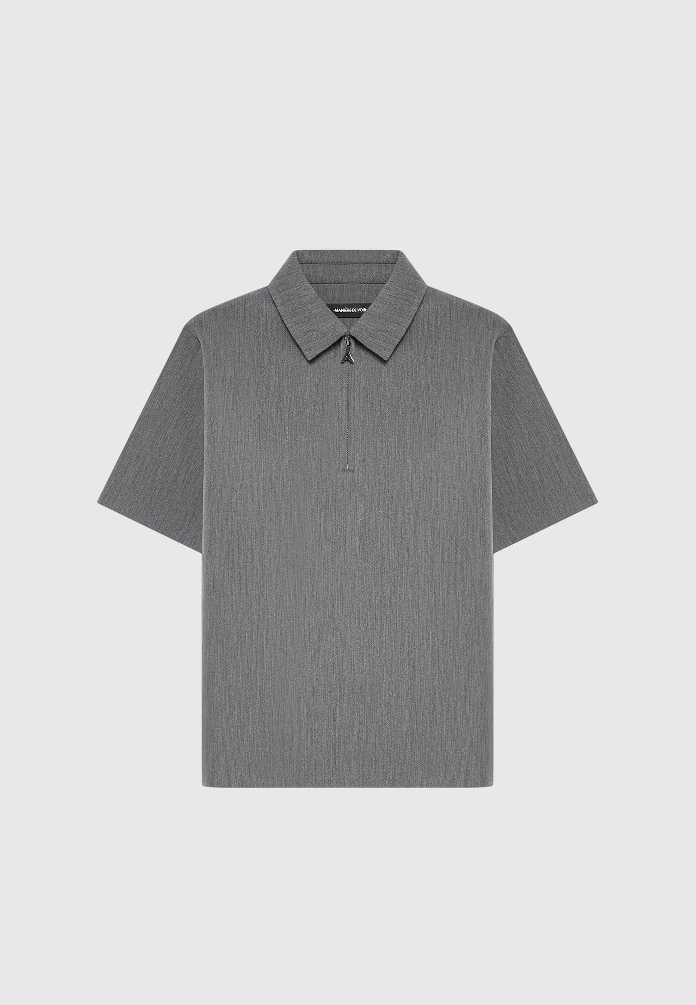 Tailored Zip Polo Top - Dark Grey Male Product Image