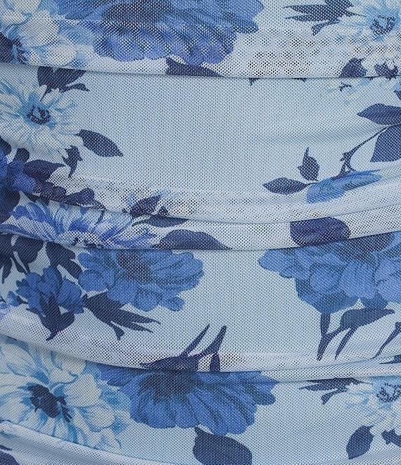 B. Darlin Floral Print Mesh Shirred Bodycon Dress Product Image
