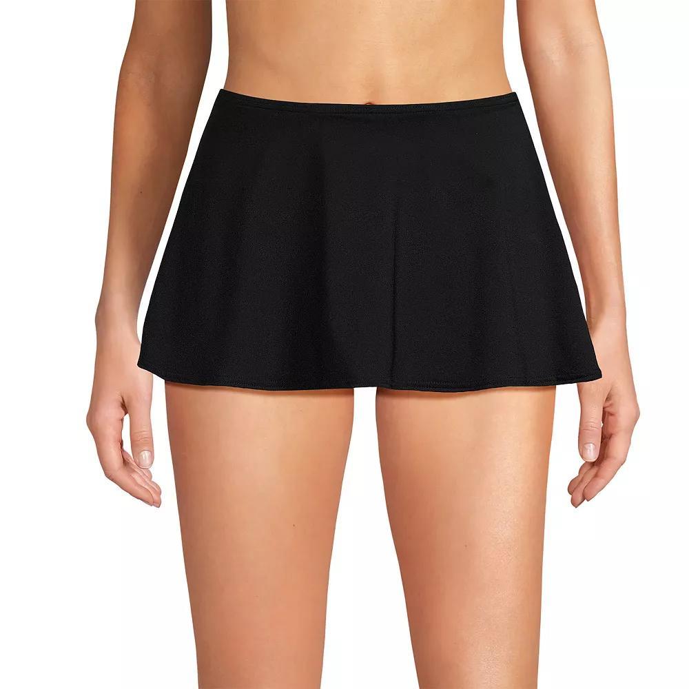 Women's Lands' End Chlorine Resistant High-Waisted Mini Swim Skirt, Size: 16, Black Product Image