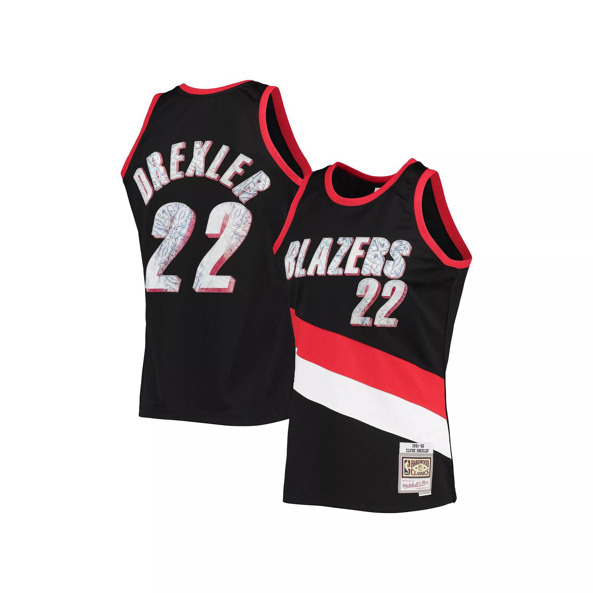 Men's Mitchell & Ness Clyde Drexler Black Portland Trail Blazers 1996-97 Hardwood Classics NBA 75th Anniversary Diamond Swingman Jersey, Size: Medium Product Image