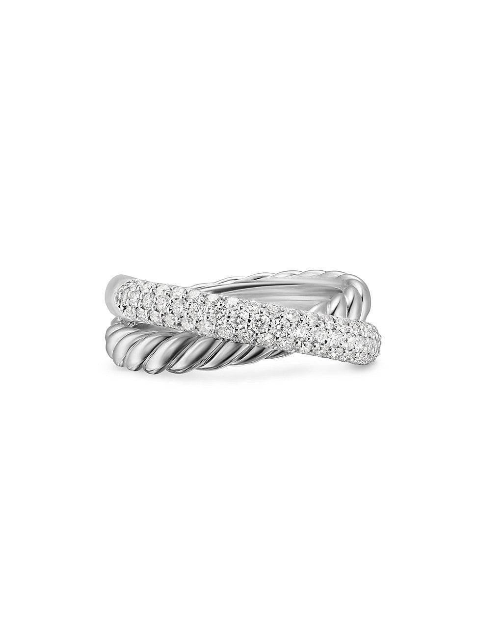 Womens Crossover Two Row Ring in Sterling Silver Product Image