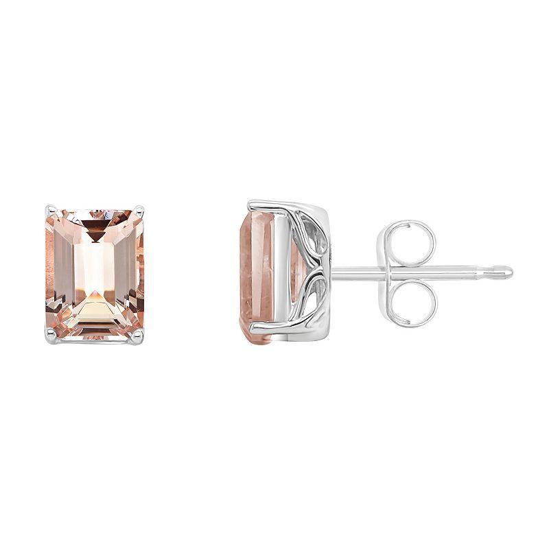 Alyson Layne 14k Gold Morganite Stud Earrings, Womens, 14k White Gold Product Image