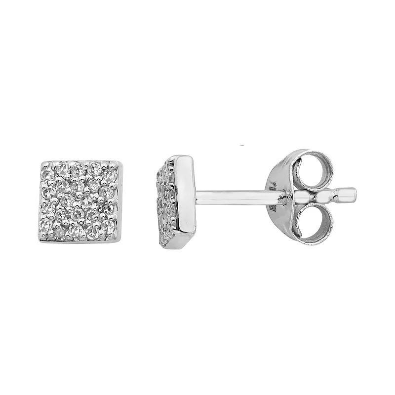 10K Gold 1/8 Carat T.W. Diamond Square Earrings, Women's, Pink Product Image