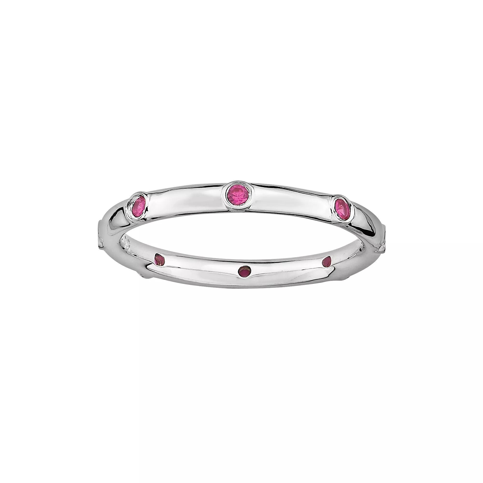 Stacks & Stones Sterling Silver Lab-Created Ruby Stack Ring, Women's, Size: 5 Product Image