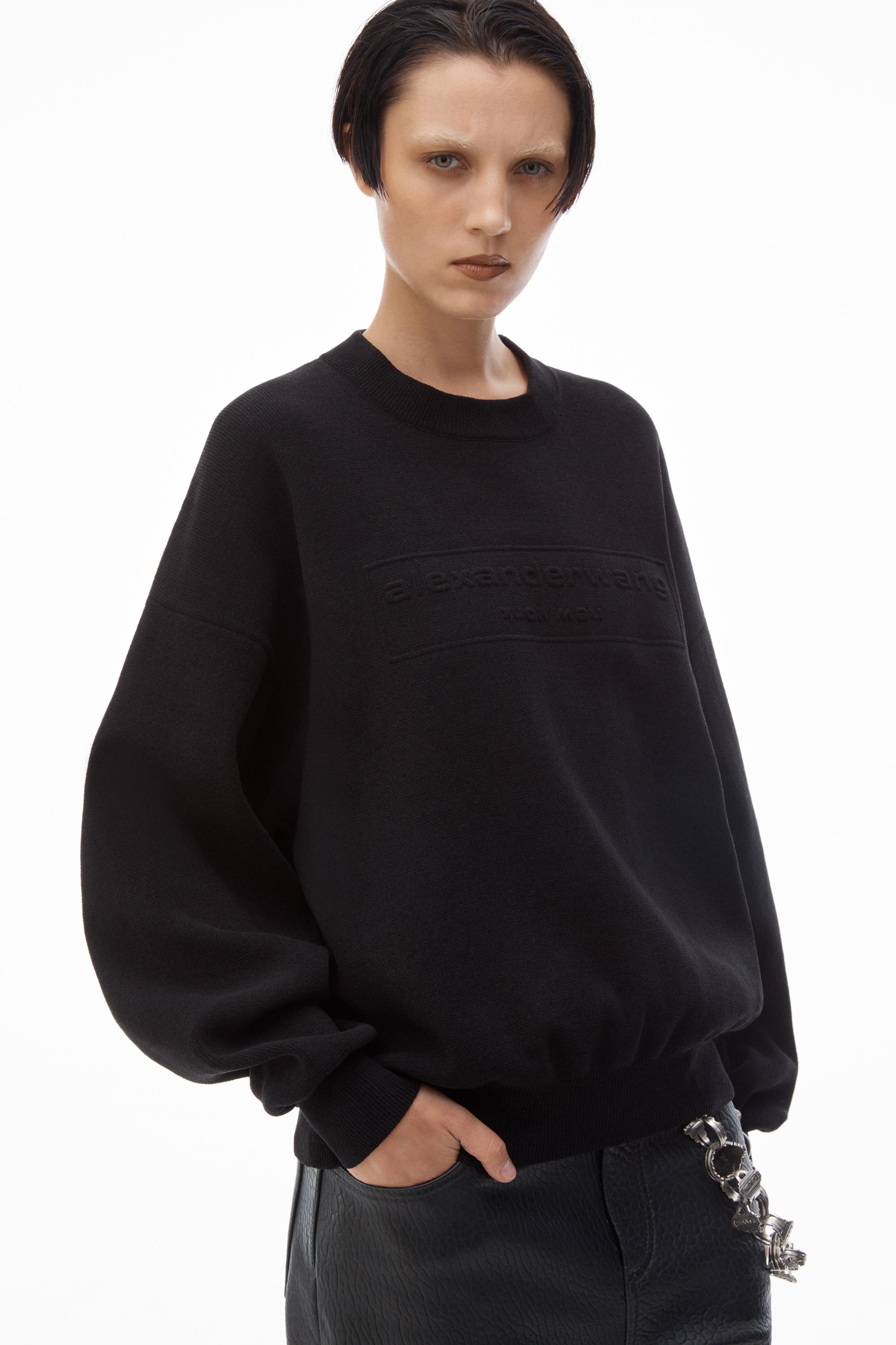 Logo Embossed Ribbed Pullover In Soft Chenille Product Image