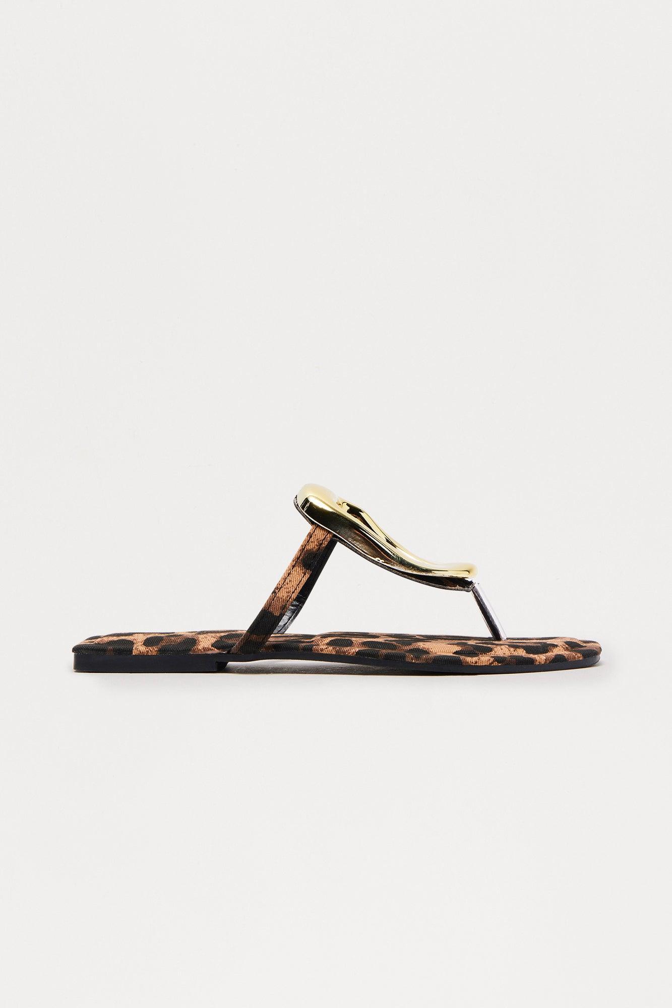 New Here Flat Sandals - Leopard Female Product Image