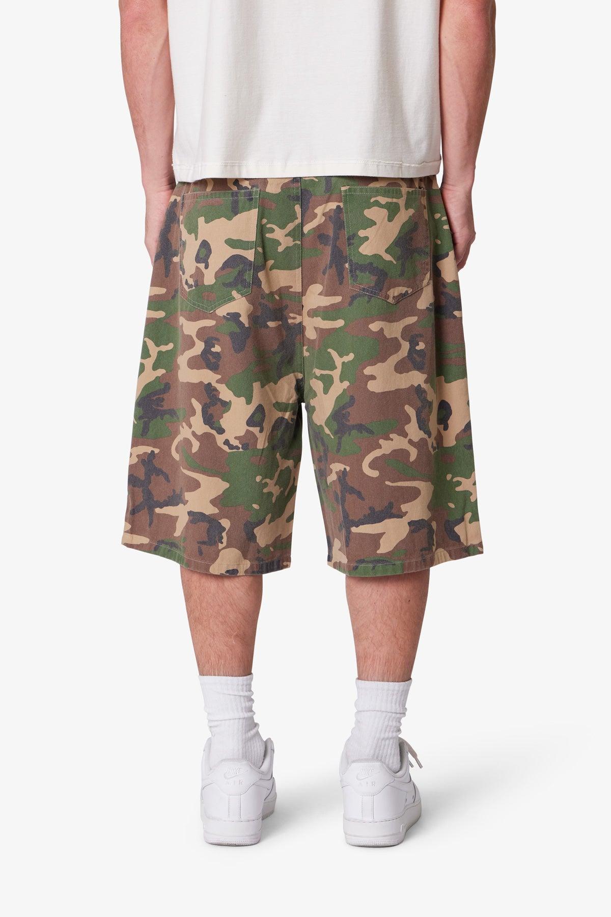 Baggy Camo Twill Shorts - Woodland Camo Product Image