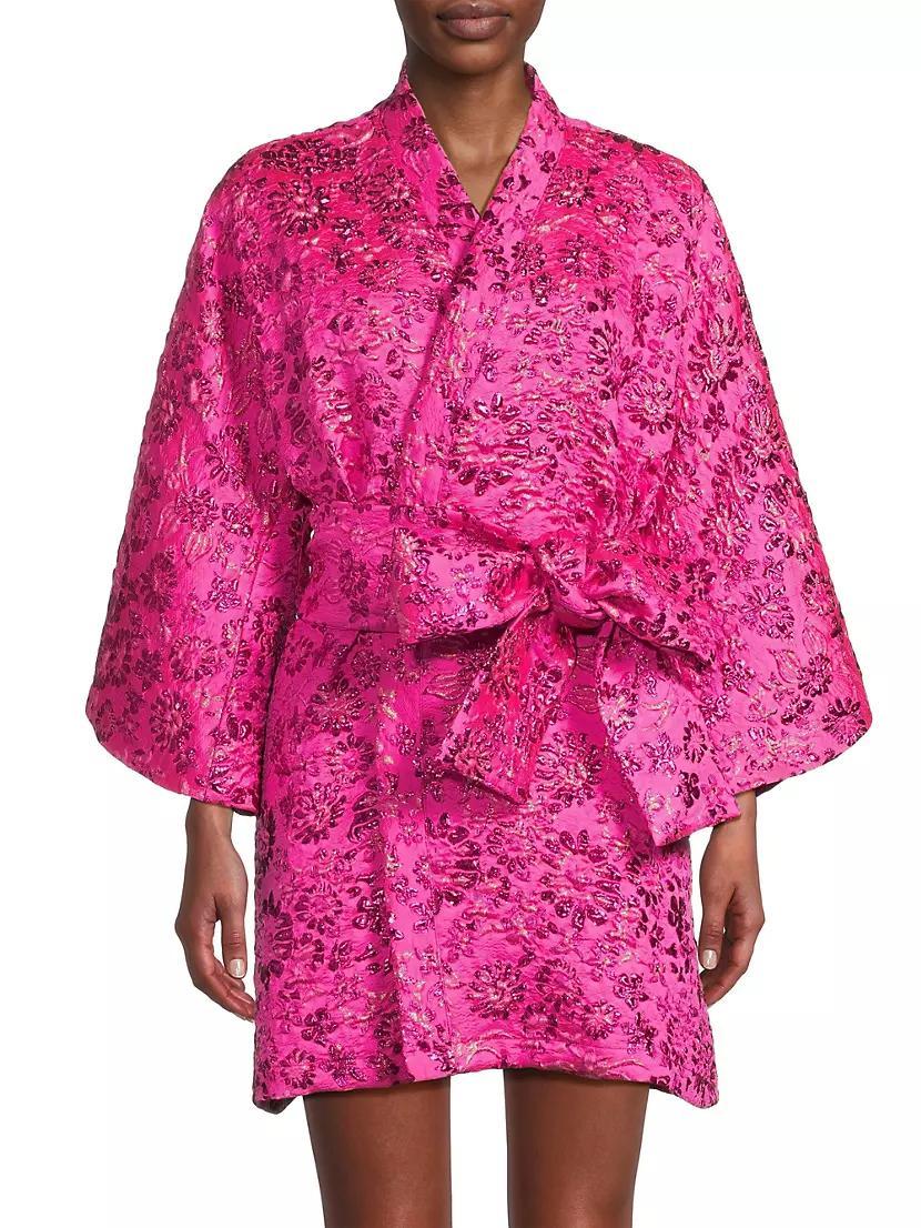 Floral Brocade​ Wrap Minidress Product Image