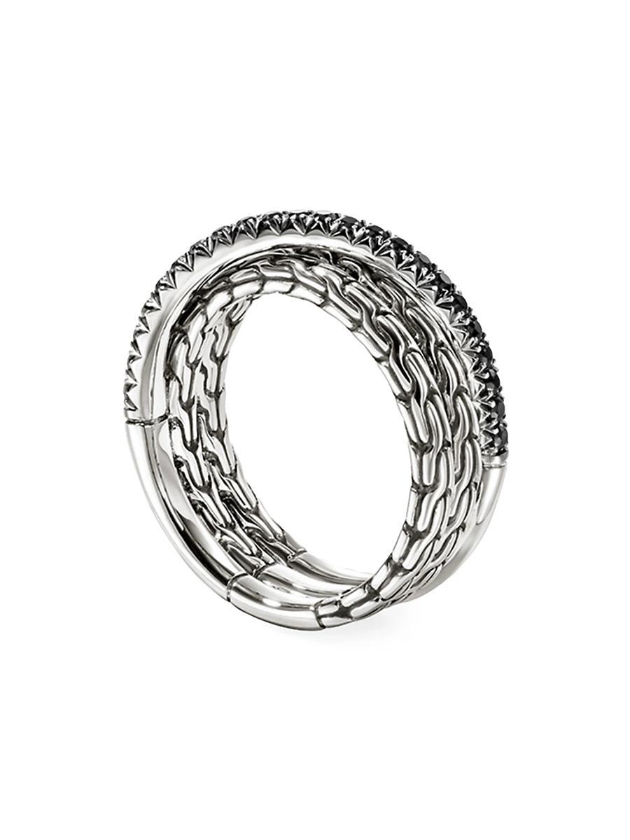 Womens JH Essentials Sterling Silver & Black Sapphire Crossover Ring Product Image