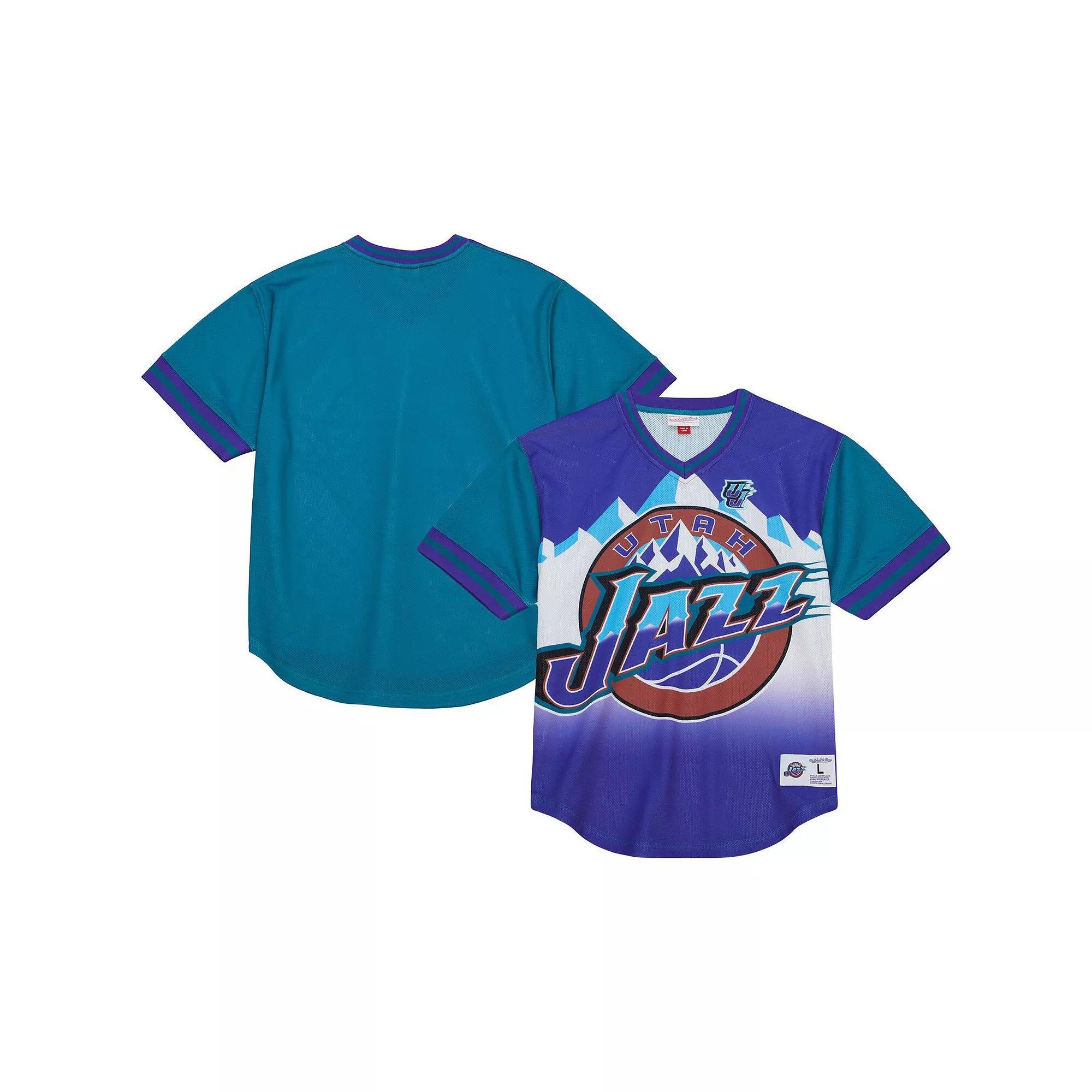 Men's Mitchell & Ness Purple Utah Jazz Jumbotron 3.0 Mesh V-Neck T-Shirt,  Product Image