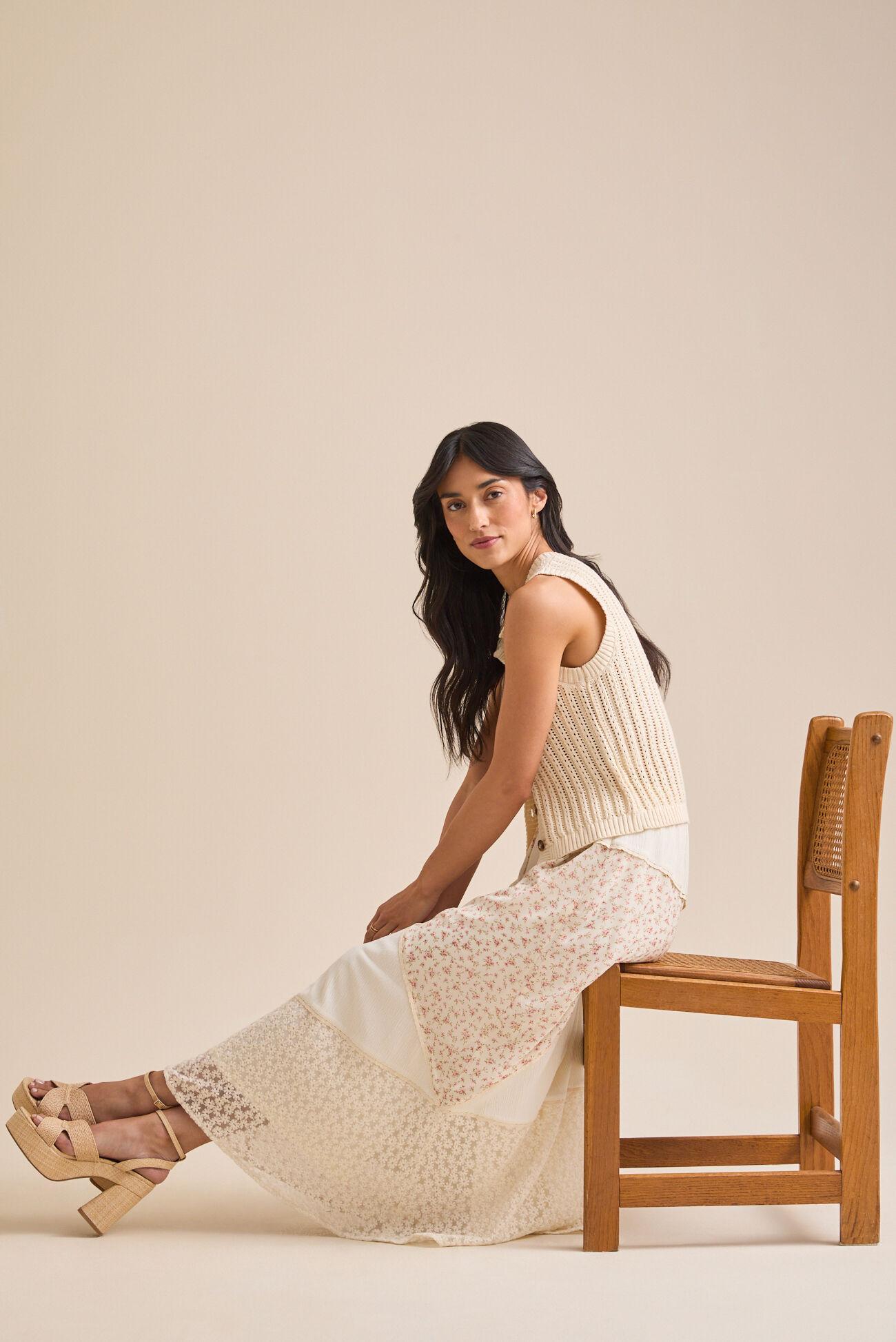 Aster Floral Midi Skirt Product Image