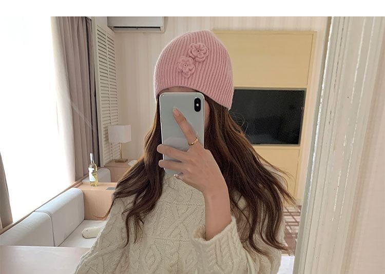 Floral Knit Beanie Product Image